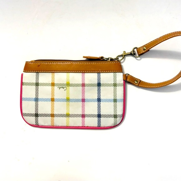 COACH Plaid Wristlet in Tan and Pink - Picture 2 of 2